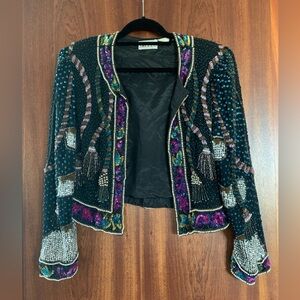 Elegant Beaded Blazer with Vibrant Accents